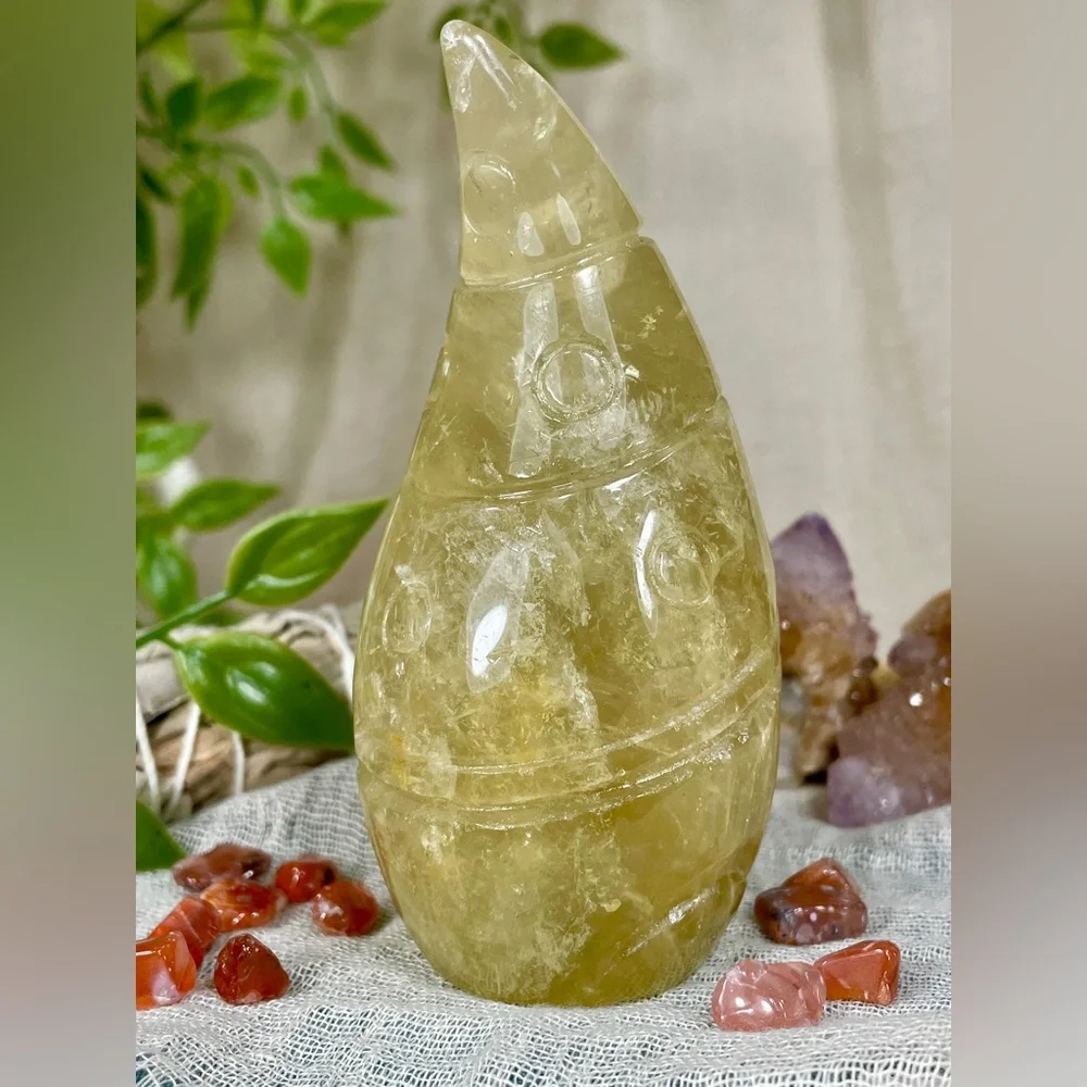 2513 Lemon Quartz Crystal Gnome Carving - Picture 7 of 11